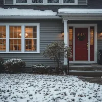 home in the winter covered in snow