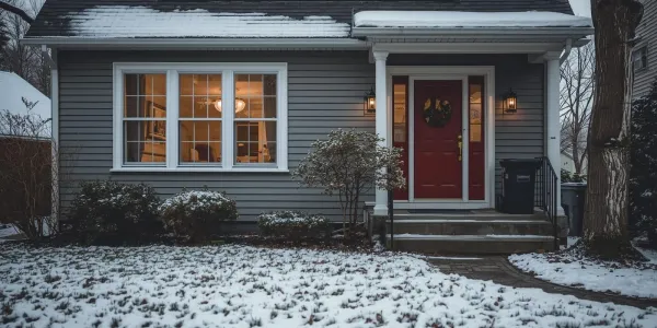 home in the winter covered in snow