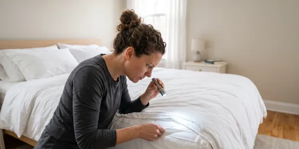 lady checking bedsheets